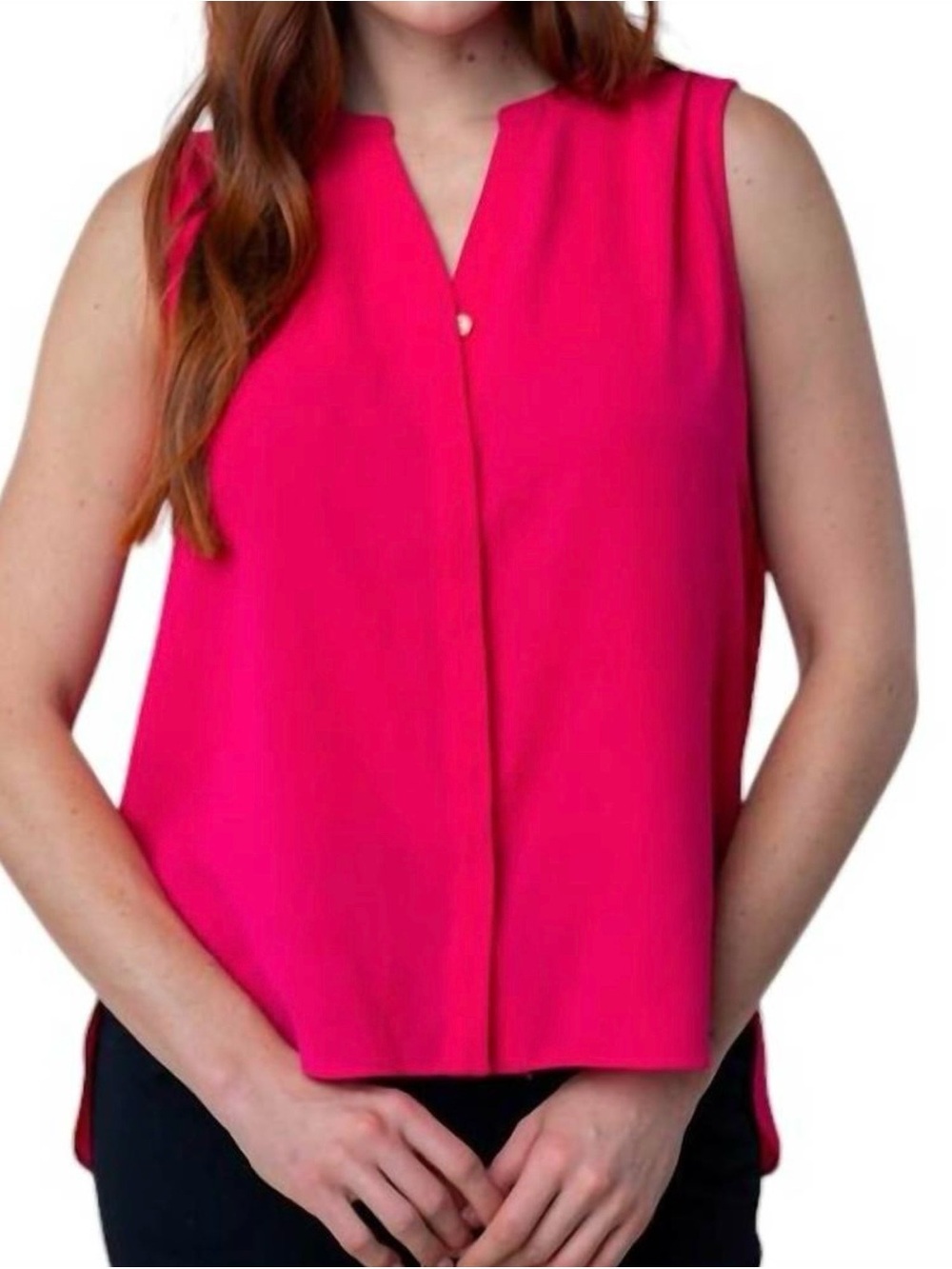 WHITE BIRCH sleeveless solid woven top in fuchsia Size Large NWT